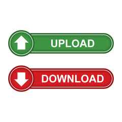 download and upload buttons vector design