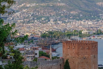 Naklejka premium Alanya castle, harbour and nature view