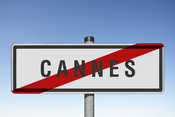 Panneau sortie ville agglomération CANNES / Town exit sign CANNES