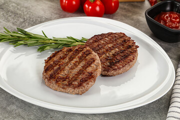 Grilled two beef burger cutlet