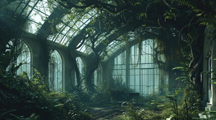 The twisted vines that hang from the ceiling of the gothic greenhouse seem to move with a life of their own, their serpentine tendrils reaching out to strangle any living Fantasy art