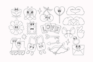 Doodle Retro Pop Valentine Illustration Set