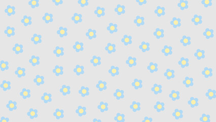 Grey seamless background with blue flowers