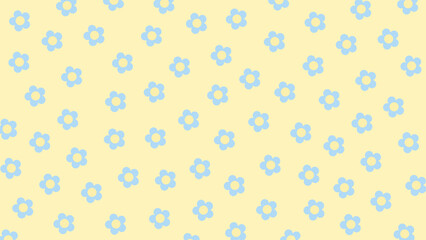 Yellow seamless background with blue flowers