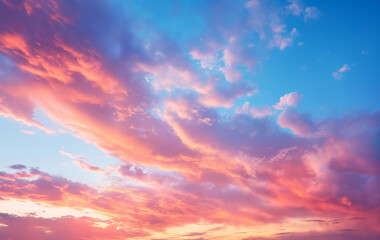 Naklejka na ściany i meble beautiful sunset sky with pink clouds for abstract background