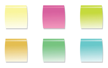 6 set  of Colored Sticky Notes Vector Isolated with white background.
