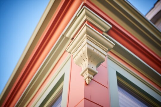 architectural detail of dentil molding corner piece on georgian building