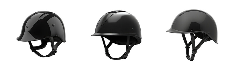 Construction black helmet for workers. PNG, cutout, or clipping path.	
