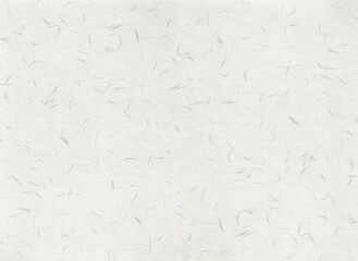 羽根のような繊維を散りばめた、白練色の創作和紙