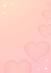 Pink poster with blurred hearts. Cute background for valentines day