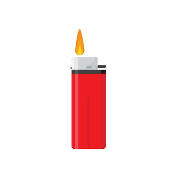 gas lighter with burning flame vector element design template