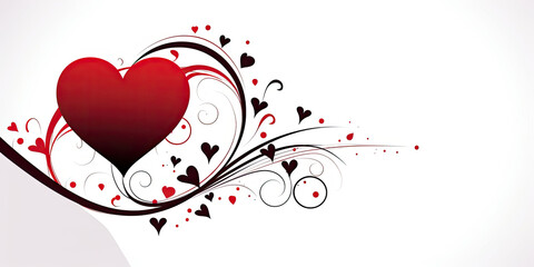 Red Heart With Swirls and Hearts, Symbol of Love and Affection With Unique Design