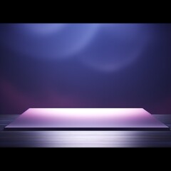 Abstract purple background with podium and spotlights. Vector illustration. AI.