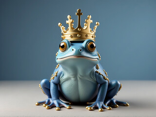photo illustration of a frog wearing a gold crown and accessories 11 - obrazy, fototapety, plakaty
