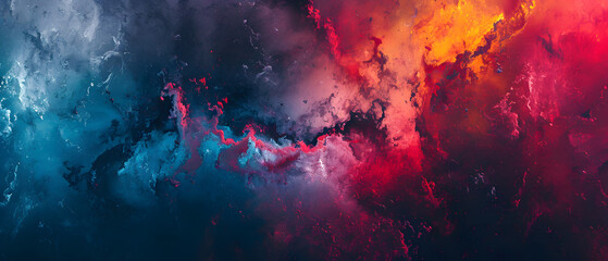 Vibrant hues dance across a galactic canvas, a swirling masterpiece of abstract art amidst the endless expanse of space