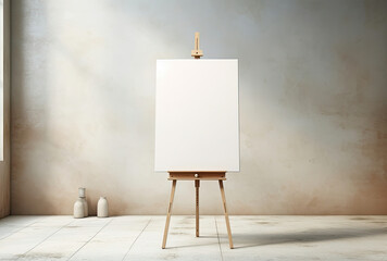 Blank Canvas Easel Standing in Room for Art Creation and Inspiration