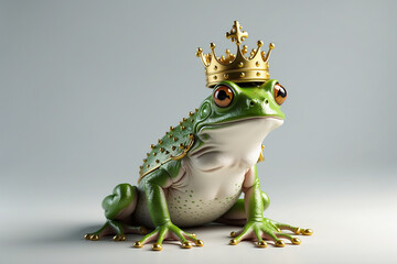 photo illustration of a frog wearing a gold crown and accessories 20 - obrazy, fototapety, plakaty