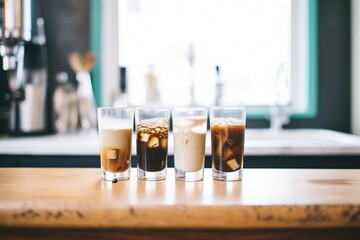 multiple glasses of cold brew, varying coffee levels