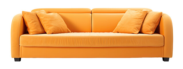 furniture orange color sofa bed multi function with isolated on a transparent background. PNG, cutout, or clipping path.	
