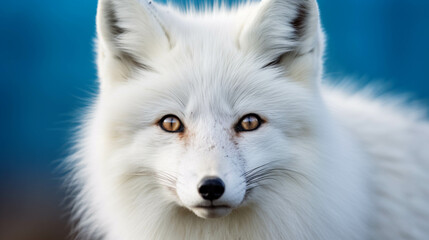 Close-up photo of a white fox. - obrazy, fototapety, plakaty