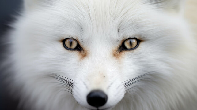 Close-up photo of a white fox.