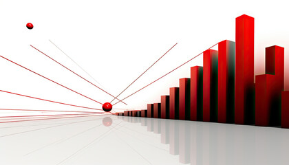 Red Bar Chart With Ball in Middle