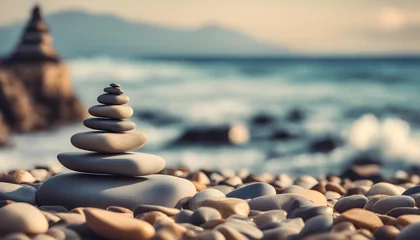 Photo sur Plexiglas Pierres dans le sable stack of stones on beach