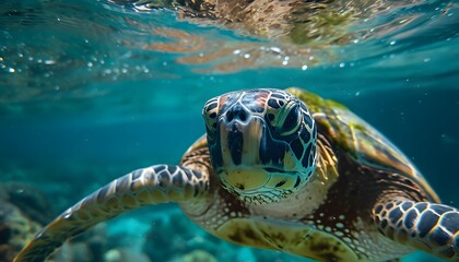 Fototapeta premium sea turtle swimming in water