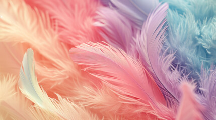 Obraz premium Soft pastel feathers texture. AI generated.