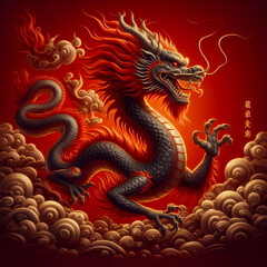 Red traditional chinese dragon symbol stock image