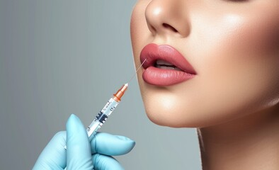 Obraz premium Woman gets beauty facial injections. Mature woman receiving hyaluronic acid treatment. Healthy face skin care beauty, skincare cosmetics, cosmetology concept. 