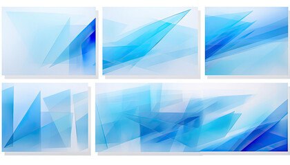 Set of Four Abstract Blue and White Paintings