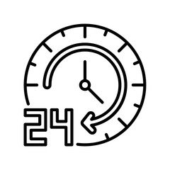 24 hour icon vector or logo illustration outline black color style