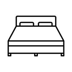bed icon vector or logo illustration outline black color style