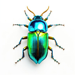 Blue and Green Beetle on White Surface