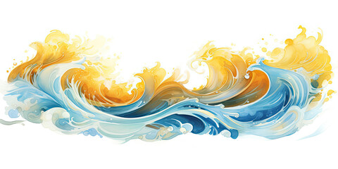 Fototapeta na wymiar Vibrant Painting of a Blue and Yellow Wave on Canvas