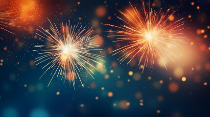 Fototapeta premium Beautiful fireworks background at night for holiday decoration