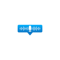 Sound waves in a speech bubble. There is a white microphone. Design for chat applications.