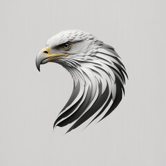 free photo, illustration of a black and white eagle's head