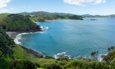 Aerial of Elliot Bay in the Bay of Islands, Northland, New Zealand.