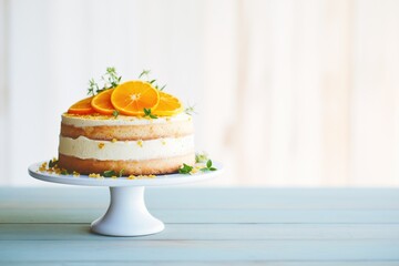 citrus raw cake topped with dried orange