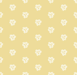 Floral yellow and white ornament. Seamless abstract classic background with white flowers. Pattern with repeating floral elements. Ornament for wallpaper and packaging