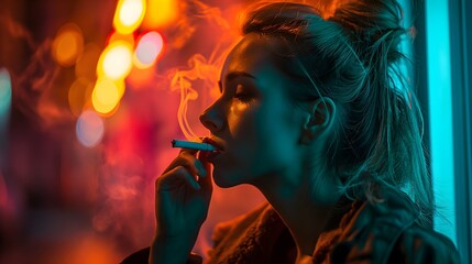 Woman smoking cigarette 