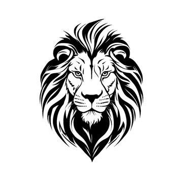 free photo, illustration of a black and white lion's head 3