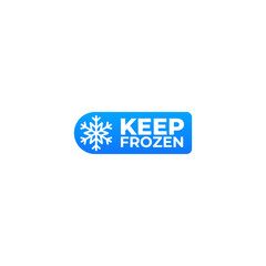 Keep frozen stickers for product packaging and labels. White and blue ice snow flake concept and icon.