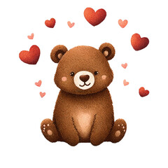 Naklejka premium Cartoon cute little bear with balloons on Valentine's Day