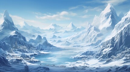 Fototapeta na wymiar snow-covered mountain scene, capturing the pristine beauty of a winter landscape - Generative AI