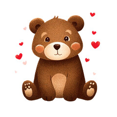 Obraz premium Cartoon cute little bear with balloons on Valentine's Day