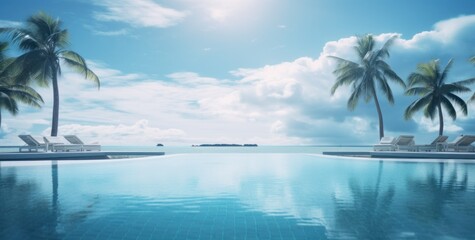 Fototapeta na wymiar the swimming pool by lake tiki maldives