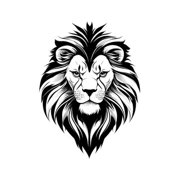 free photo, illustration of a black and white lion's head 11